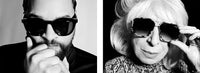 A.P.C. Eyewear - two side-by-side portraits of models wearing sunglasses